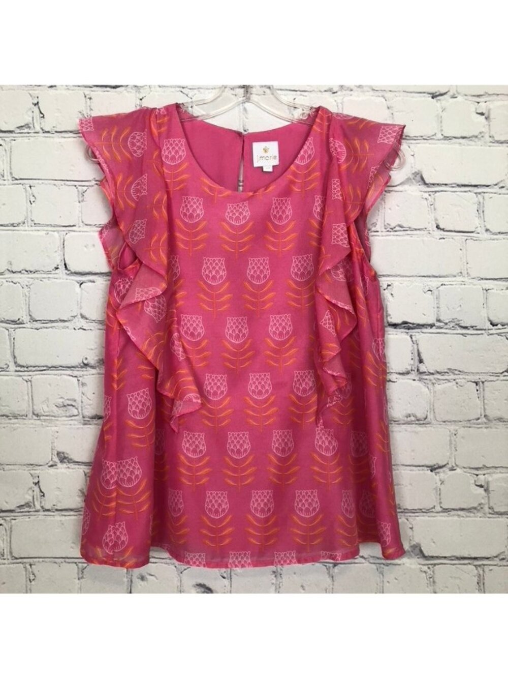 J Marie Pink Floral Blouse Size XS